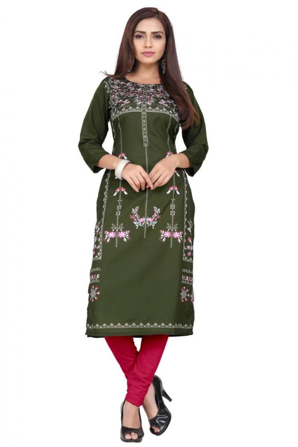 Crepe 5 Fancy Crepe Printed Kurti Catalogue